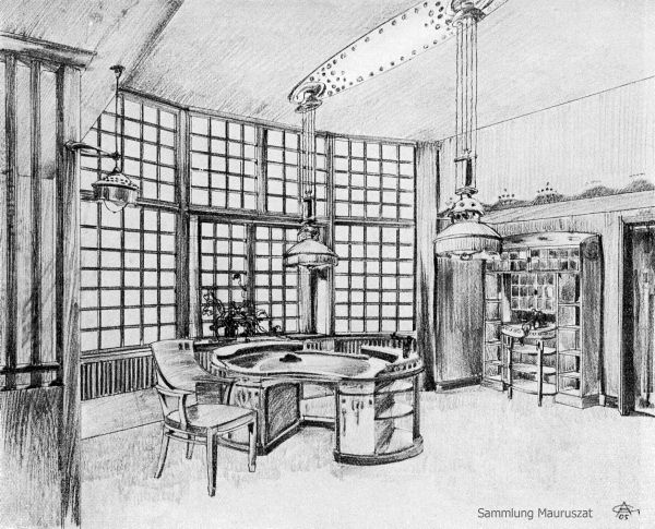 Alfred Grenander, Ausstellung der Möbelfabrik A. S. Ball, Herrenzimmer